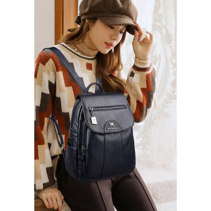 Mochila Eco Cuero Dama Mujer Bolso Impermeable Solapa 2