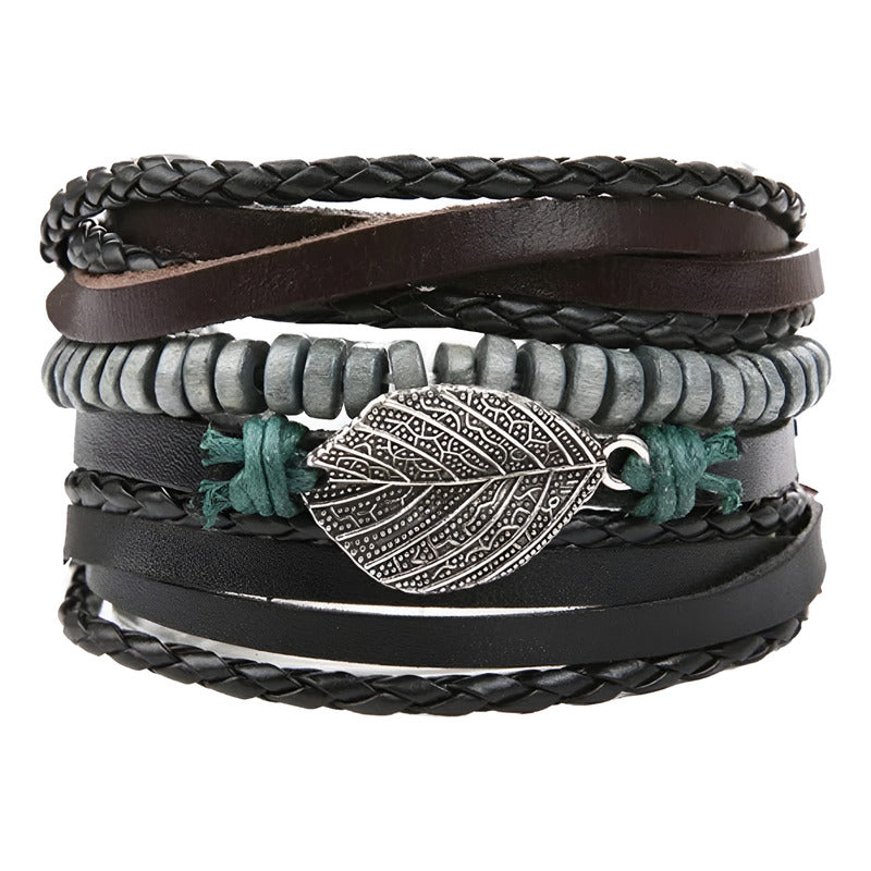 Pulsera De Cuero Sintético 5 En 1 Hoja Moda Unisex Urbano Hoja 10 Cm 18 Cm