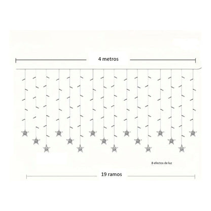 Guirnalda Luz Estrellas Led 4m Con 19 Ramos Luces Hogar Cálida