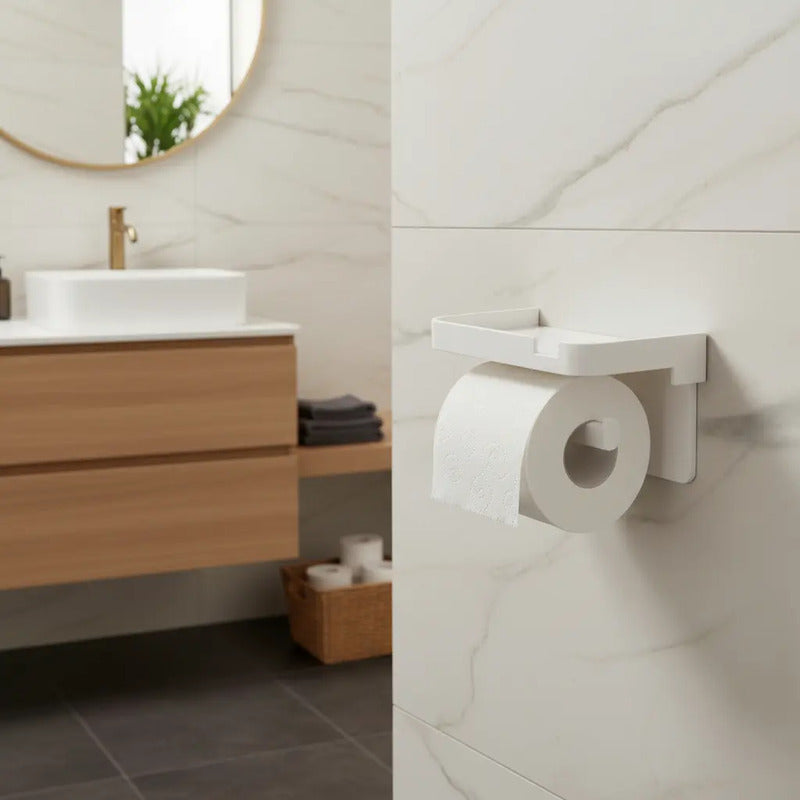 Porta Papel Higiénico Soporte Portarrollos Con Base Celular Blanco