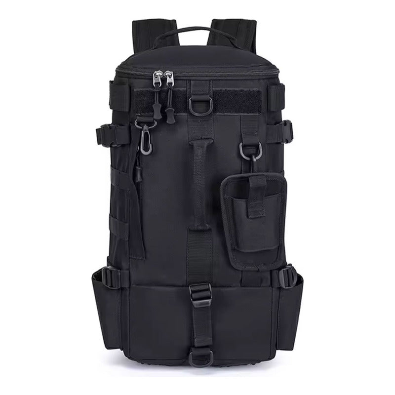 Mochila Para Pesca Camping Multifunción Impermeable Grande Negro Liso