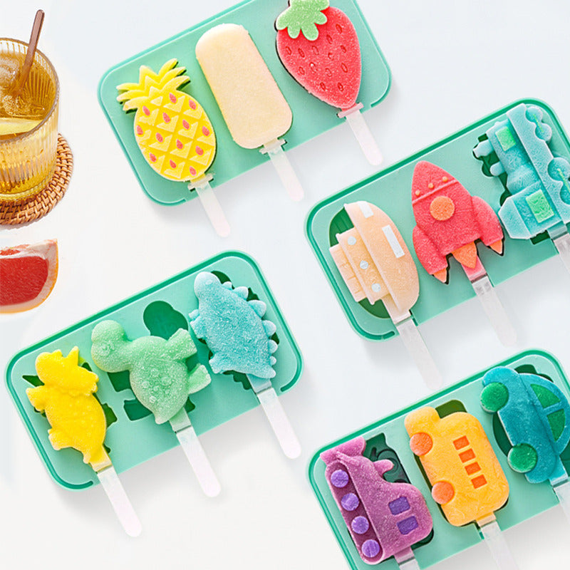 Molde De Silicona Para Paletas De Helado 3 Espacios Variado