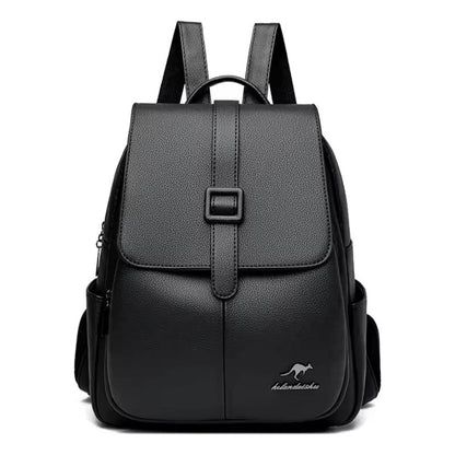 Mochila Para Mujer De Eco Cuero Grande Casual Urbana Dama Negro Liso