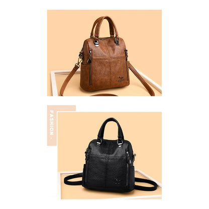 Mochila Cuerina Dama Bolso De Hombro Mujer Multifunción C4