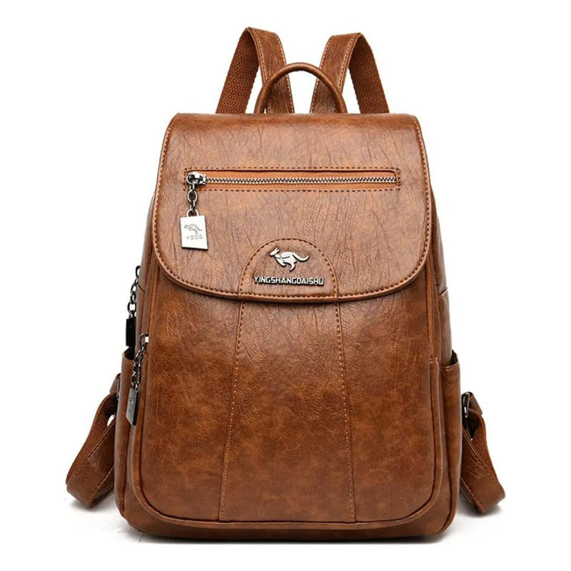 Mochila Eco Cuero Dama Mujer Bolso Impermeable Solapa 2
