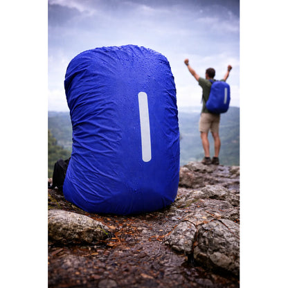 Funda Protectora Impermeable Para Mochila 35lts Reflectante Azul Liso