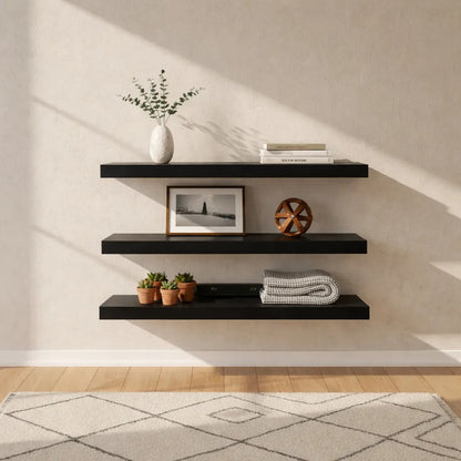 Estante Flotante De Madera Repisa X2 Und Decoracion Pared Negro