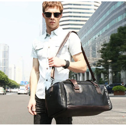 Bolso De Mano Eco Cuero Viaje Entrenamiento Hombre Moda Negro Lisa