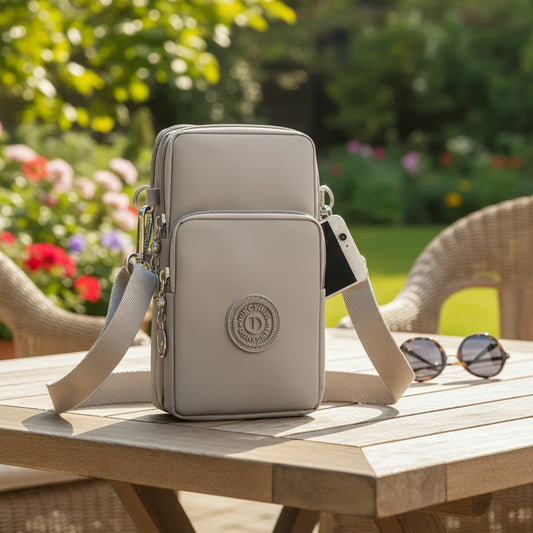 Morral Bandolera Unisex Pequeña Para Celular Varios Colores Beige