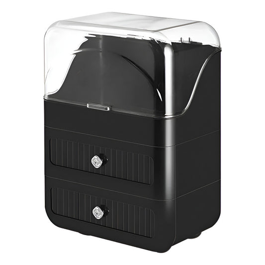 Organizador Cosméticos Maquillaje Con 2 Cajones Multifunción Negro