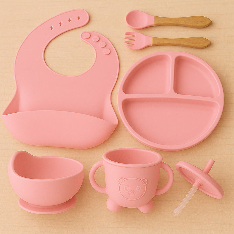Set De Alimentación Bebe Vajilla De Silicona Varios Colores