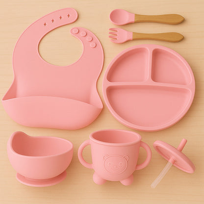 Set De Alimentación Bebe Vajilla De Silicona Varios Colores