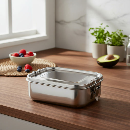 Recipiente Vianda Acero Inoxidable Contenedor Hermético Ch Plateado