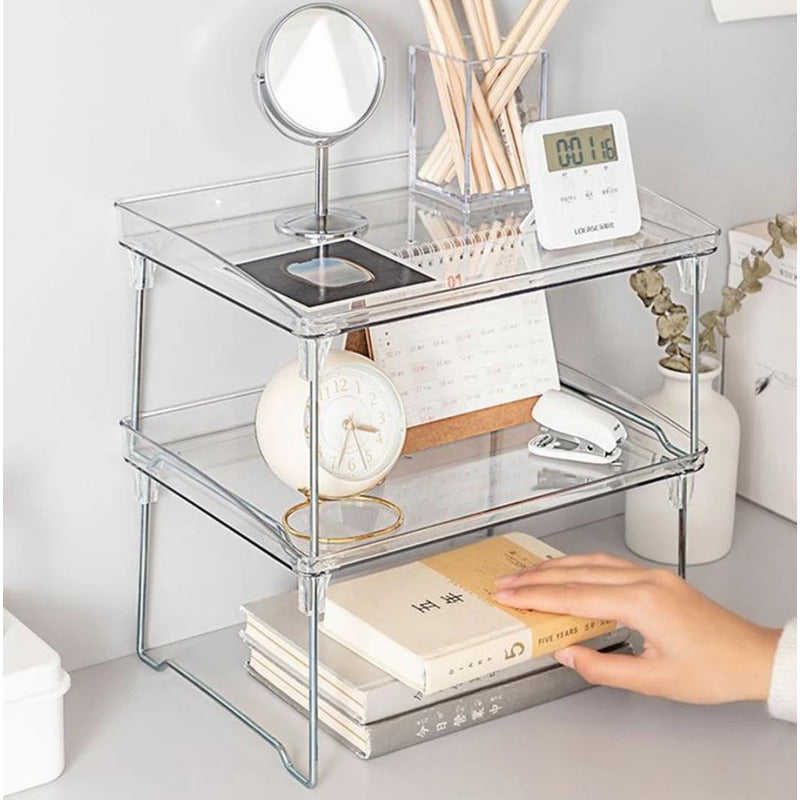 Estante De Acrilico Transparente X2 Cocina Baño Escritorio Transparente