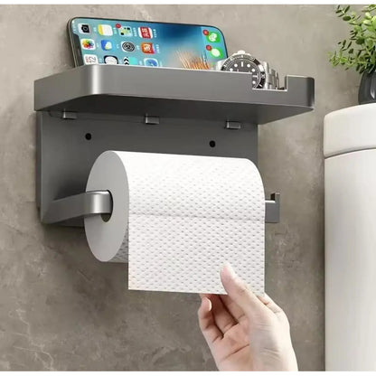 Porta Papel Higiénico Soporte Portarrollos Con Base Celular Negro