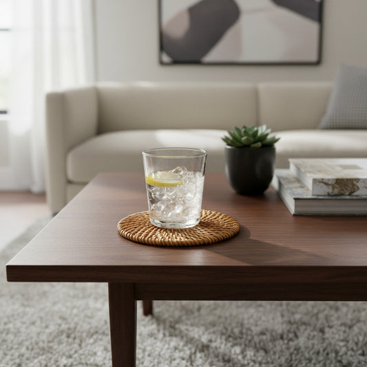 Posavasos De Ratán X6 Unidades Redondo 8cm Diámetro Ratan