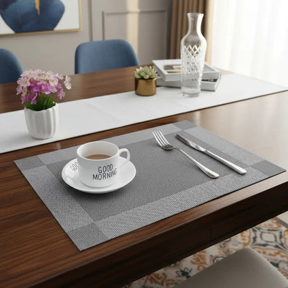 Mantel X4 Und Individual Mesa 45x30cm Antideslizante Plateado Lisa