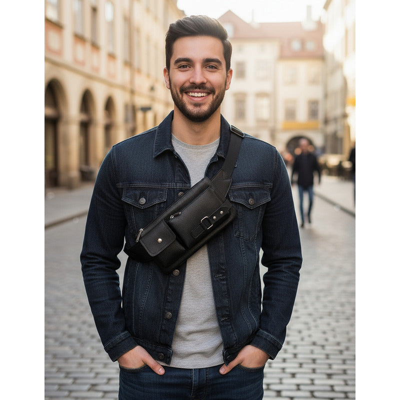 Riñonera Morral Casual Eco Cuero Cuerina Unisex Hebillas 1
