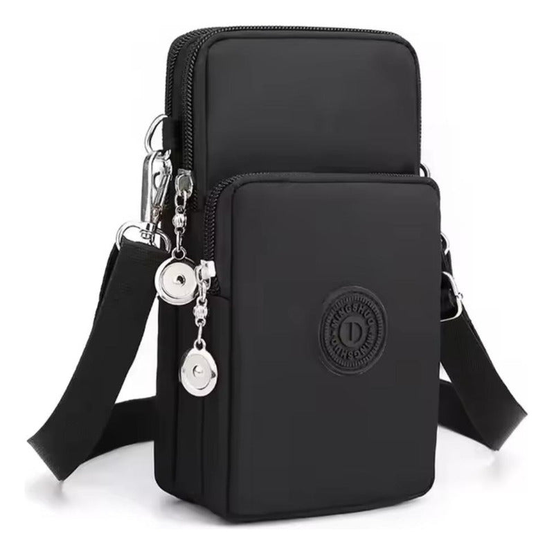 Morral Bandolera Unisex Pequeña Para Celular Varios Colores Negro