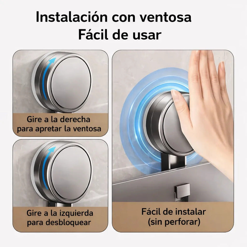 Organizador De Ducha Para Baño Con Ventosa Resistente Gris Oscuro