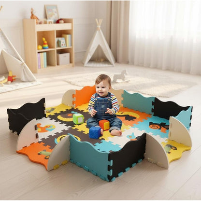 Alfombra Para Bebes Piso De Goma Eva Infantil Niño 114x114cm Animales