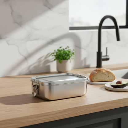 Recipiente Vianda Acero Inoxidable Contenedor Hermético Med Plateado