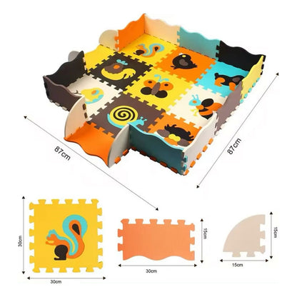 Alfombra Para Bebes Piso De Goma Eva Infantil Niño 114x114cm Animales