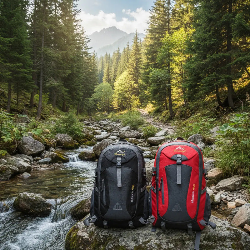 Mochila Deportiva Impermeable Reforzada Camping Trekking 40l Negro Liso