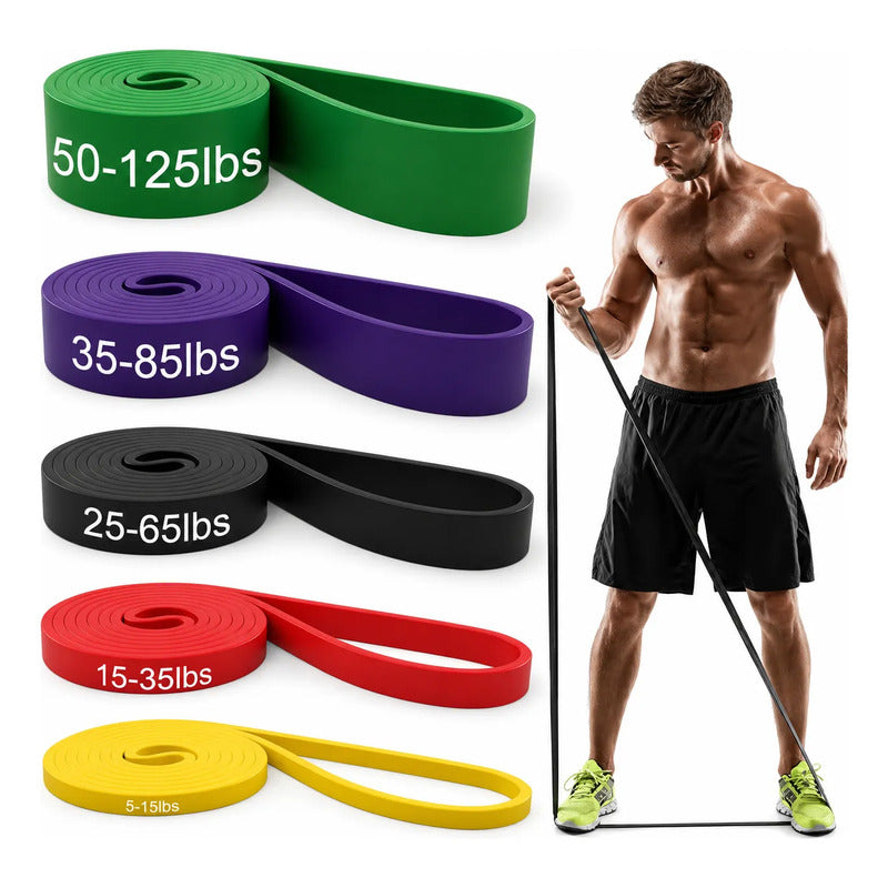 Set Bandas Elásticas De Resistencia Para Entrenamiento Multicolor