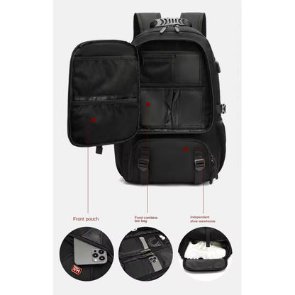 Mochila De Viaje Y Trabajo Impermeable Expandible 45l Negra Negro Liso