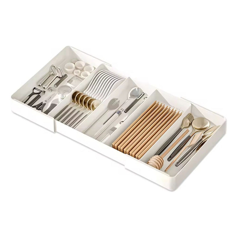 Organizador Separador De Cubiertos Para Cajón Extensible  Blanco