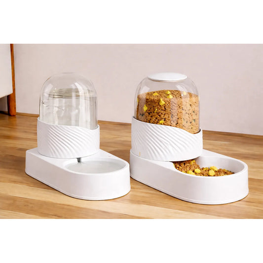Bebedero Y Comedero Automático Mascotas Perro Gato Premium Blanco