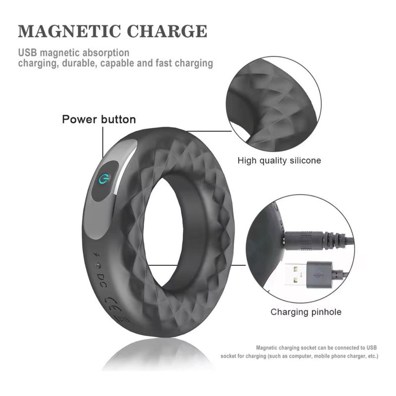 Anillo Masculino Con Vibración Juguete Sexual Usb Negro