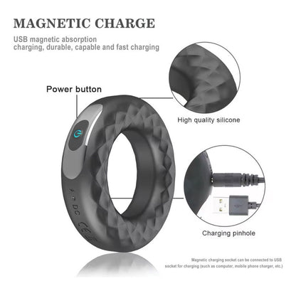 Anillo Masculino Con Vibración Juguete Sexual Usb Negro