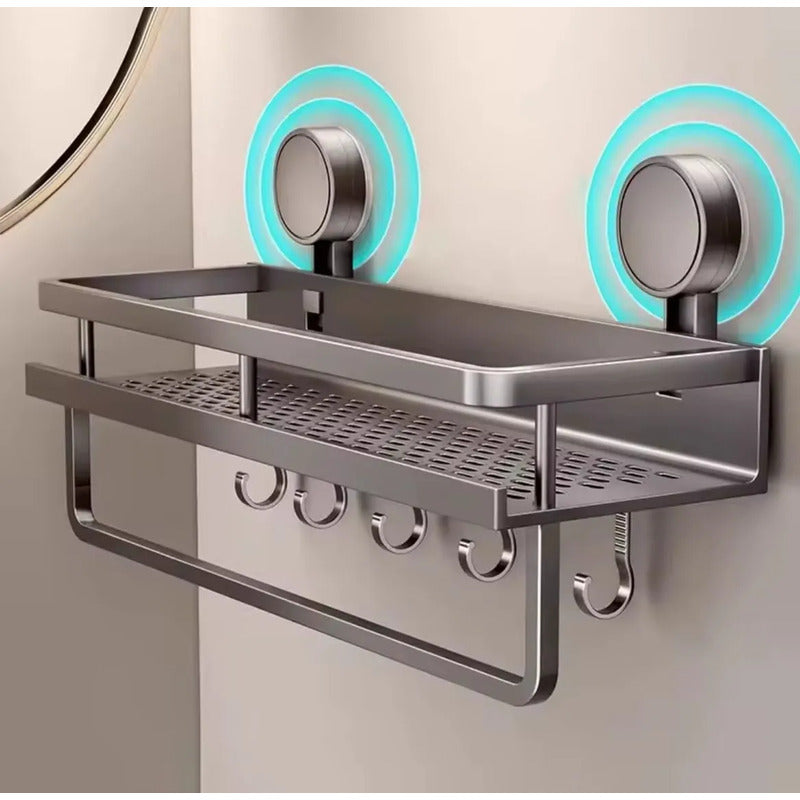 Organizador De Ducha Para Baño Con Ventosa Resistente Gris Oscuro