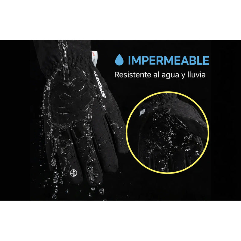 Guantes Térmicos Invierno Impermeables Para Moto Bici Nieve Negro Xl