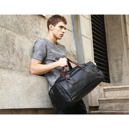 Bolso De Mano Eco Cuero Viaje Entrenamiento Hombre Moda Negro Lisa