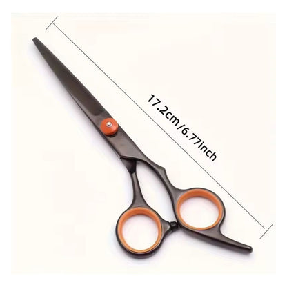 Kit De Tijeras Para Peluquería Navaja Y Peines Profesional Negro Y Naranja