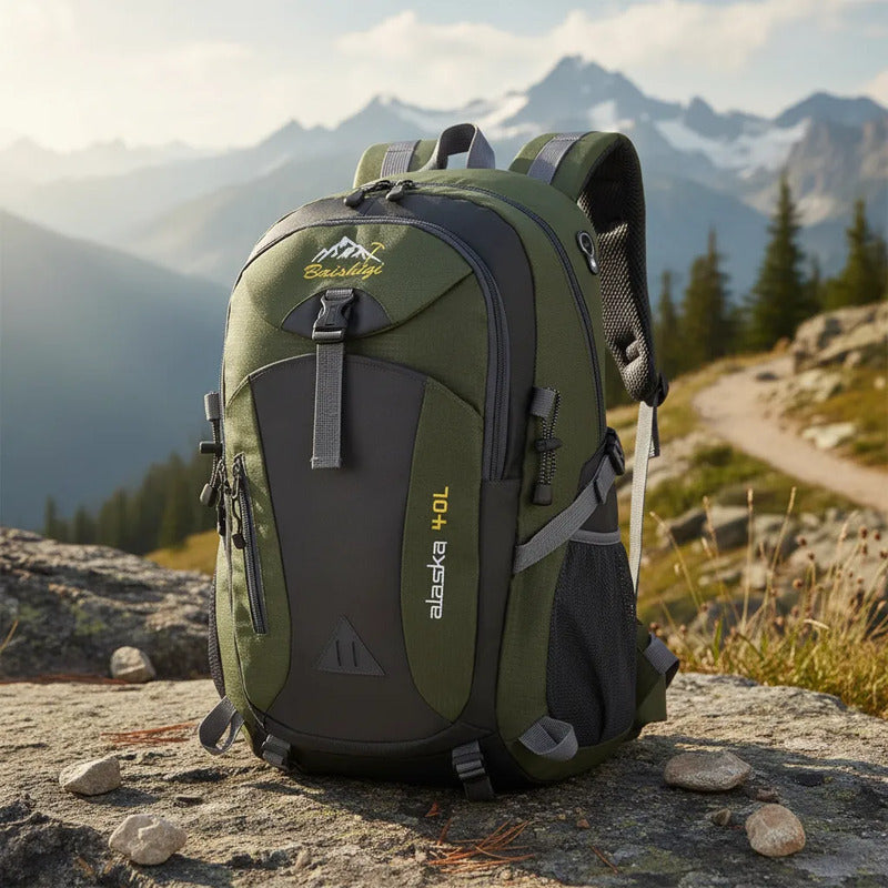 Mochila Deportiva Impermeable Reforzada Camping Trekking 40l Verde Oscuro Liso