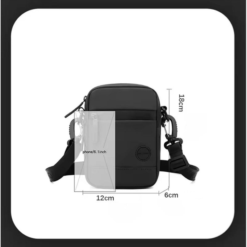 Morral Bandolera Bolso Unisex Impermeable Moda Hombre Mujer Negro Lisa