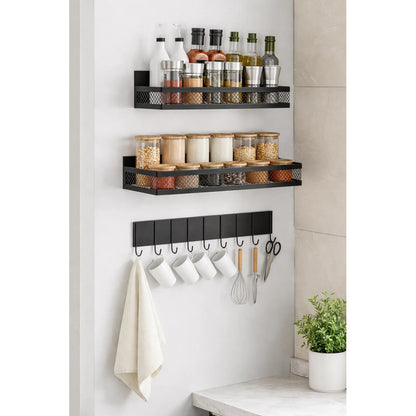 Organizador De Cocina Estante Magnético Set X 3 Resistente Negro