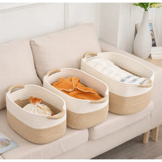 Canasto Organizador X3 Unidades Cesto Para Hogar Decoración Beige