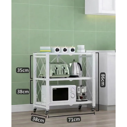 Estantería Plegable Metálica 3 Niveles Con Ruedas Resistente Blanco
