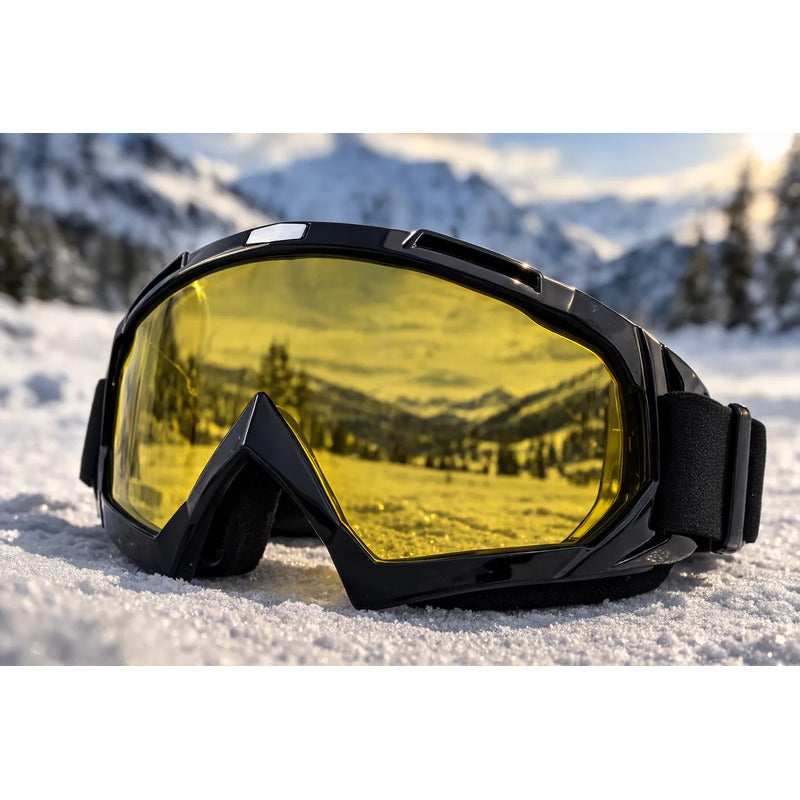 Antiparras Moto Anteojos Motocross Nieve Deporte Premium Negro Amarillo Unico