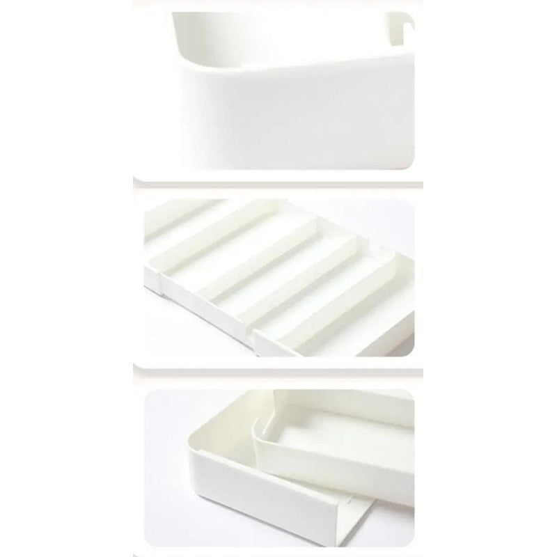 Organizador Separador De Cubiertos Para Cajón Extensible  Blanco