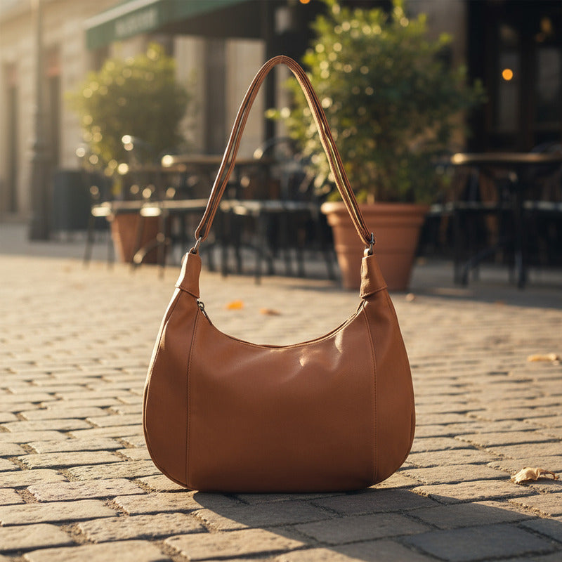 Bolso Dama Cartera Mujer Cruzada Grande Casual Urbana Moda Marrón Lisa