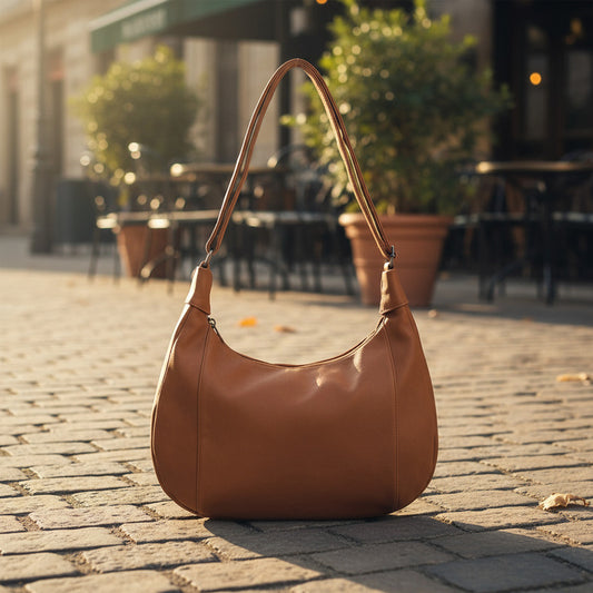 Bolso Dama Cartera Mujer Cruzada Grande Casual Urbana Moda Marrón Lisa