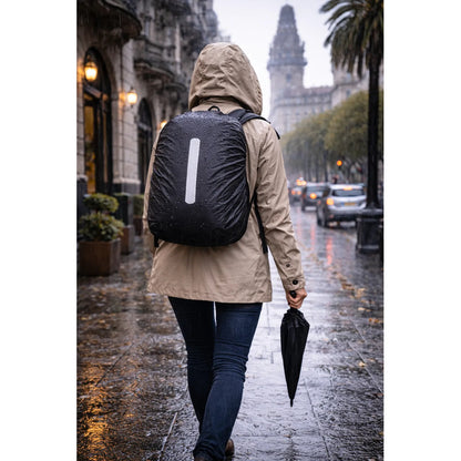 Funda Protectora Impermeable Para Mochila 55lts Reflectante Negro Liso
