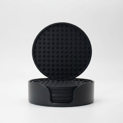 Posavasos Silicona Redondos Anti Derrame Pack X6 Con Soporte