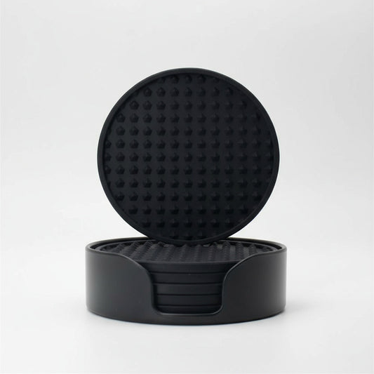 Posavasos Silicona Redondos Anti Derrame Pack X6 Con Soporte